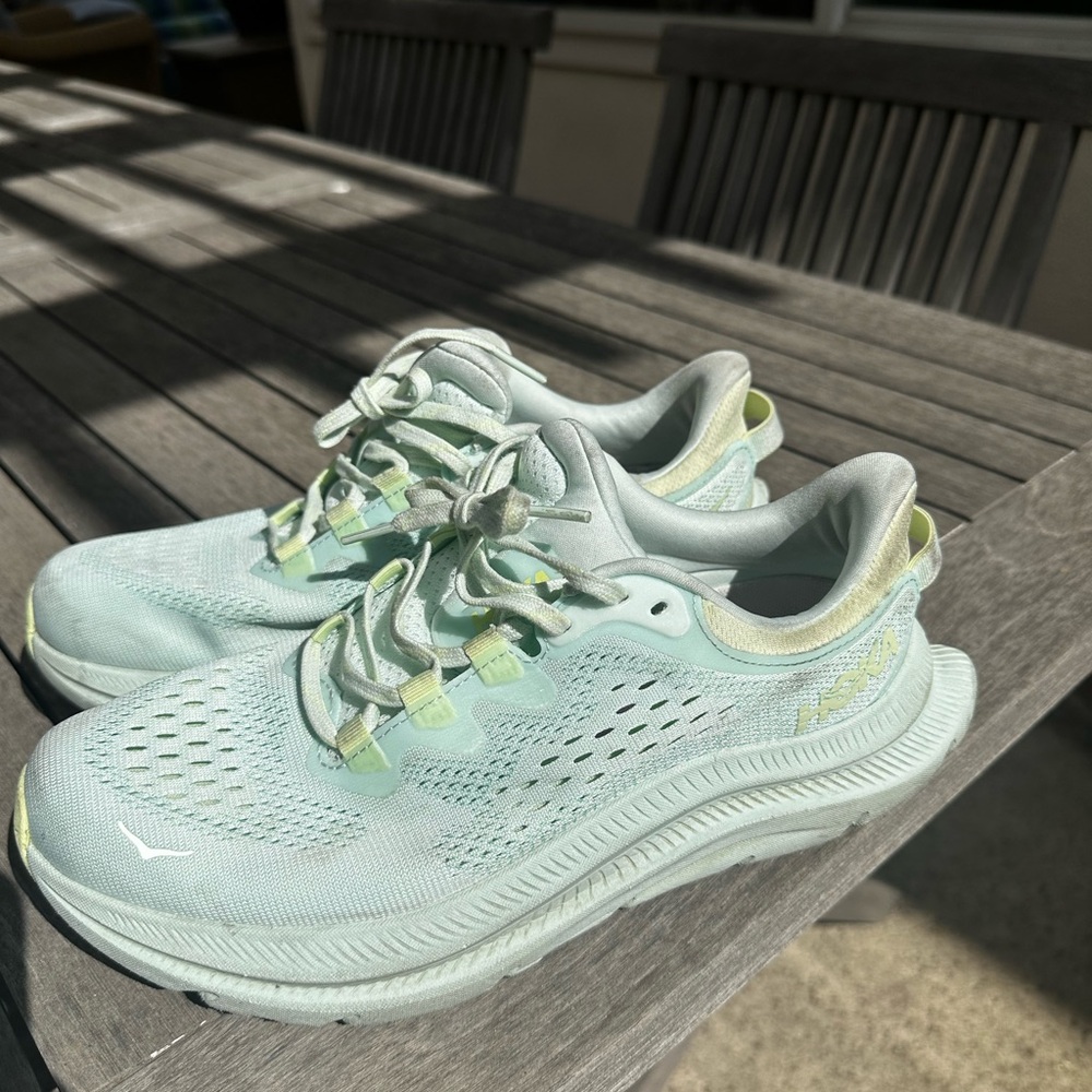 Hoka One One Green Sneakers with Breathable Mesh and Cushioned Midsole